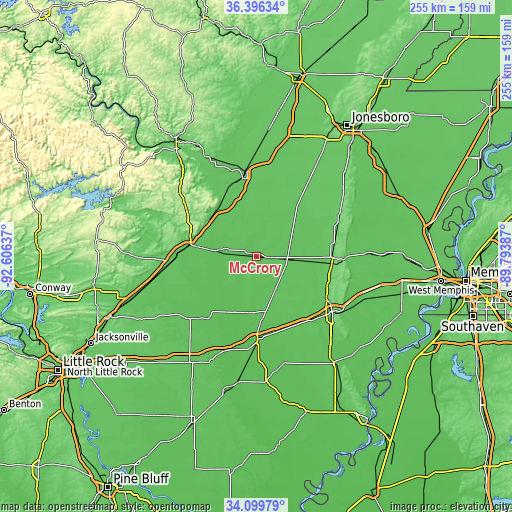 Topographic map of McCrory