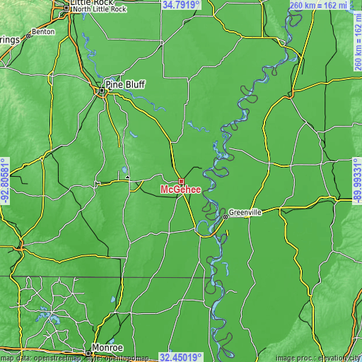 Topographic map of McGehee