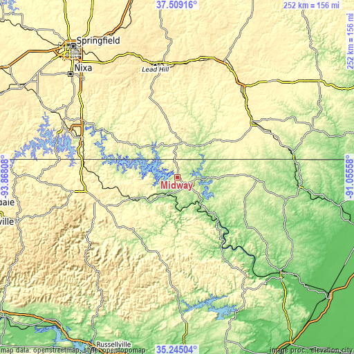 Topographic map of Midway