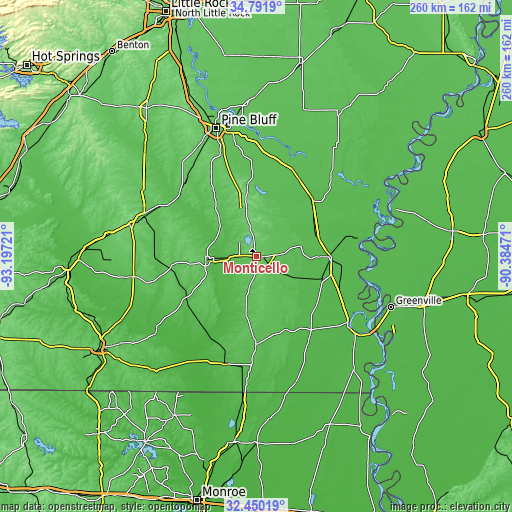 Topographic map of Monticello