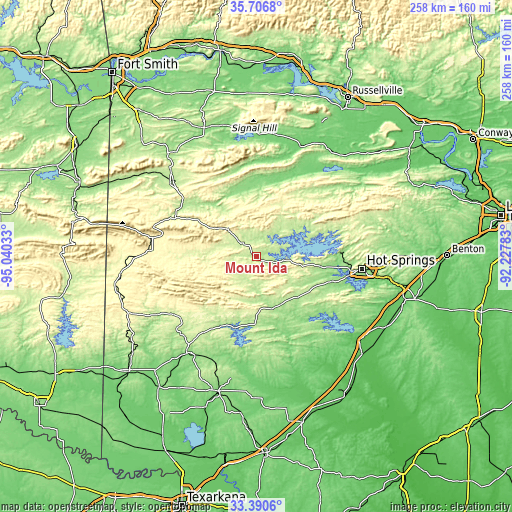 Topographic map of Mount Ida