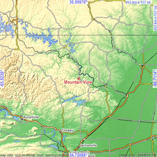 Topographic map of Mountain View