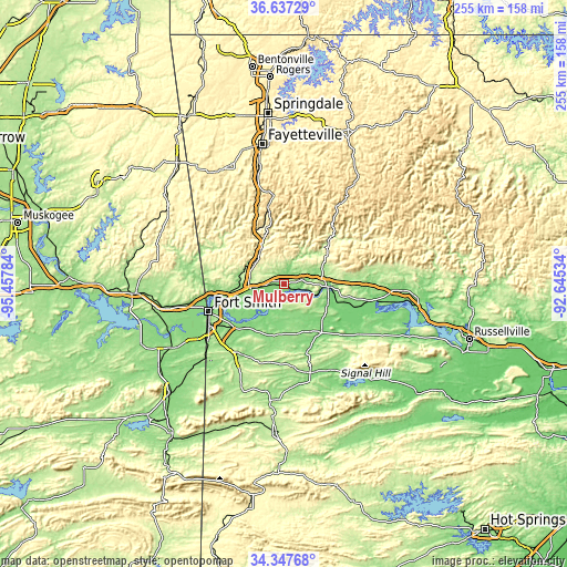 Topographic map of Mulberry