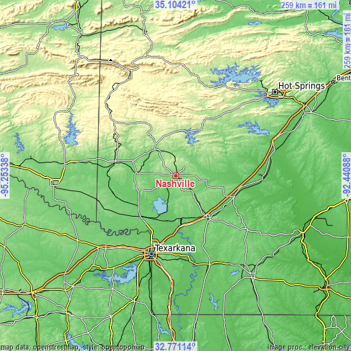 Topographic map of Nashville