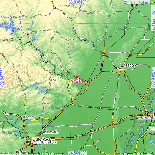 Topographic map of Newark