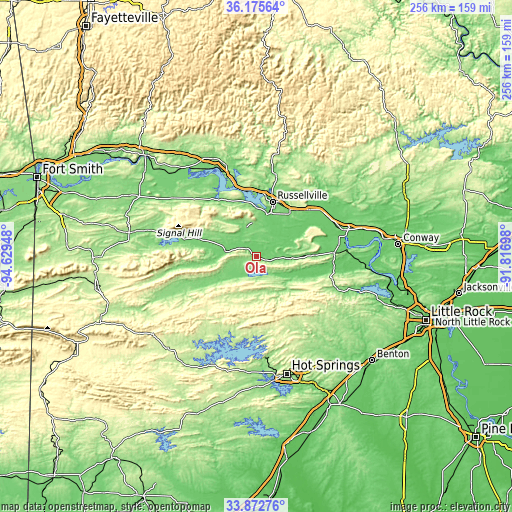 Topographic map of Ola