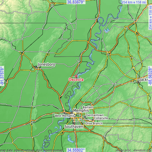 Topographic map of Osceola