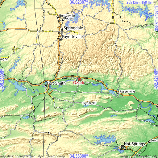 Topographic map of Ozark