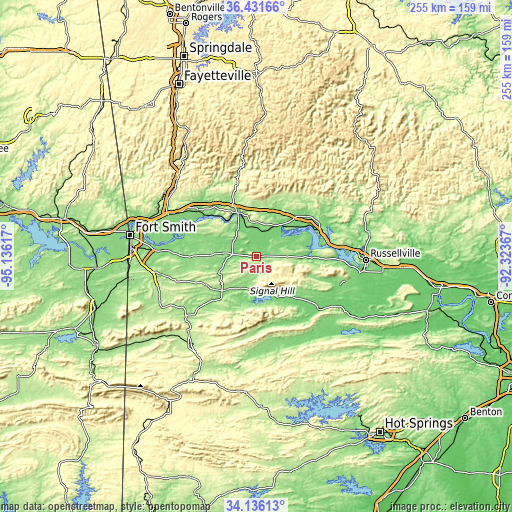 Topographic map of Paris