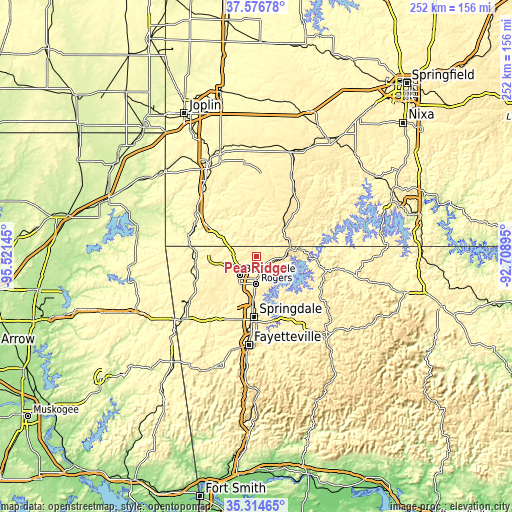 Topographic map of Pea Ridge