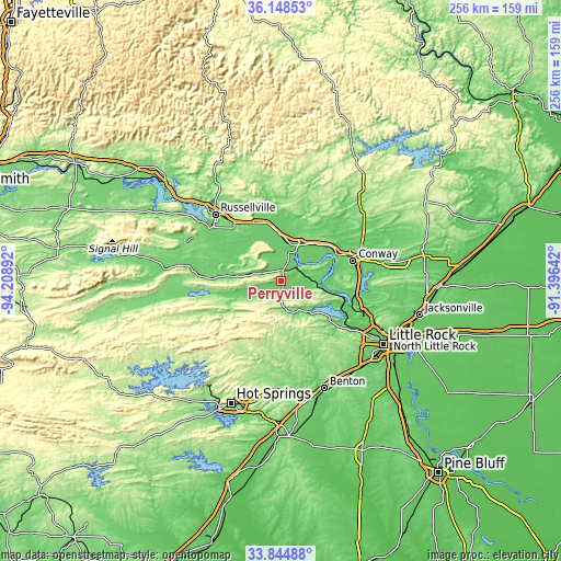 Topographic map of Perryville