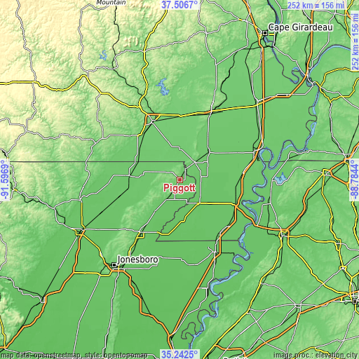 Topographic map of Piggott