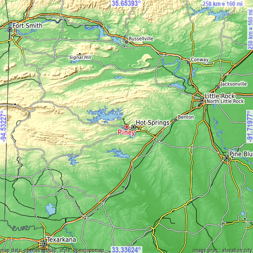 Topographic map of Piney