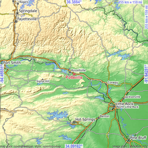 Topographic map of Pottsville