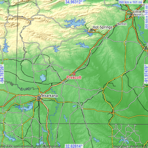 Topographic map of Prescott