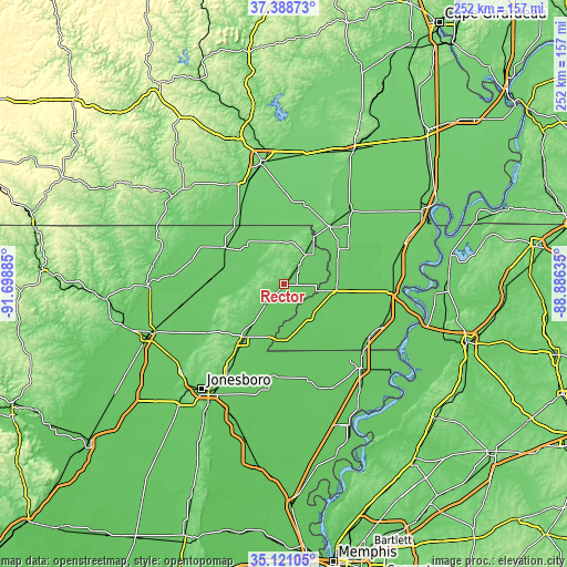 Topographic map of Rector