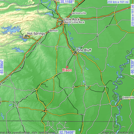 Topographic map of Rison