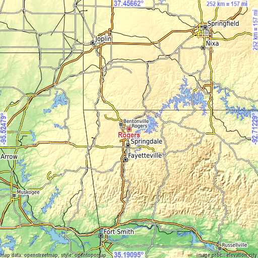 Topographic map of Rogers