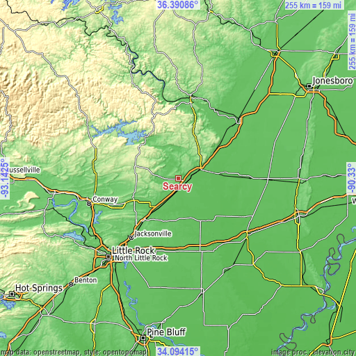 Topographic map of Searcy