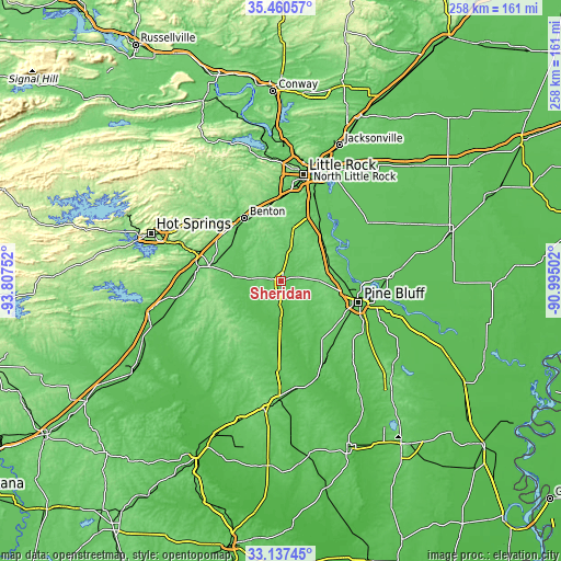 Topographic map of Sheridan