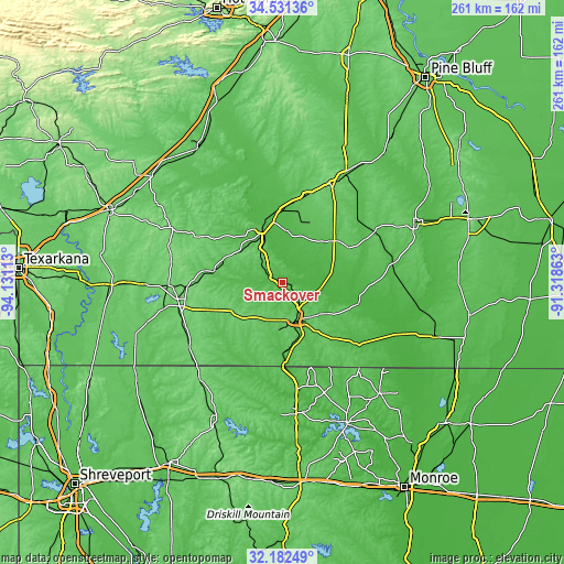 Topographic map of Smackover