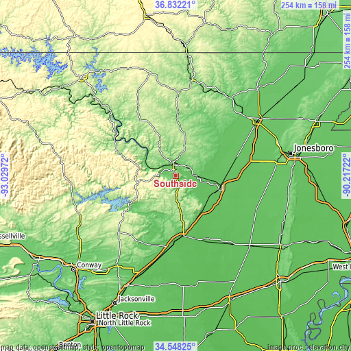 Topographic map of Southside