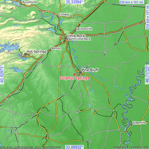 Topographic map of Sulphur Springs