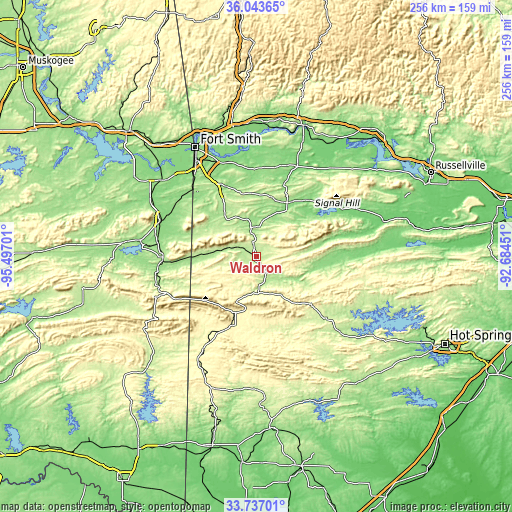 Topographic map of Waldron