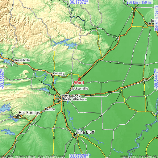 Topographic map of Ward