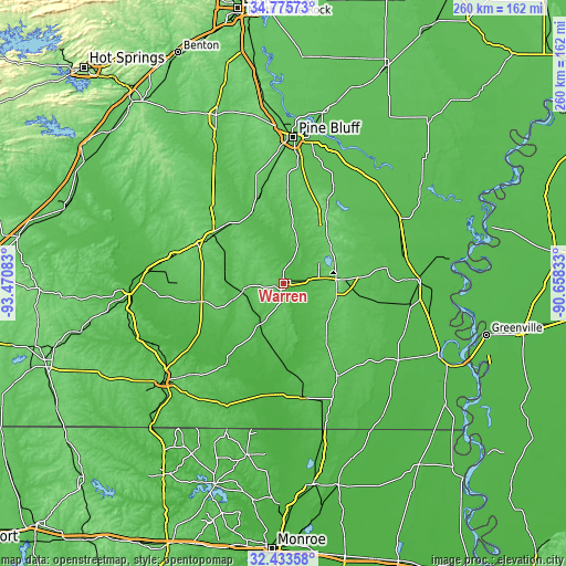 Topographic map of Warren