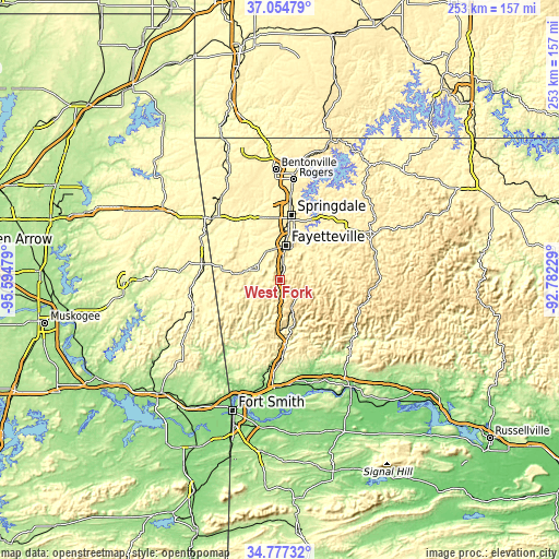 Topographic map of West Fork