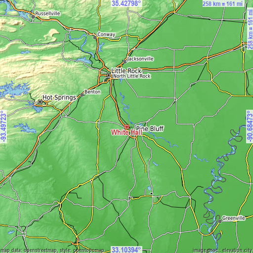 Topographic map of White Hall