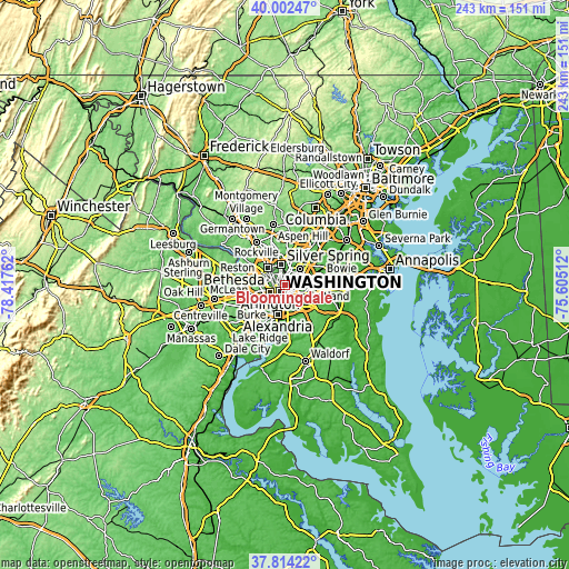 Topographic map of Bloomingdale
