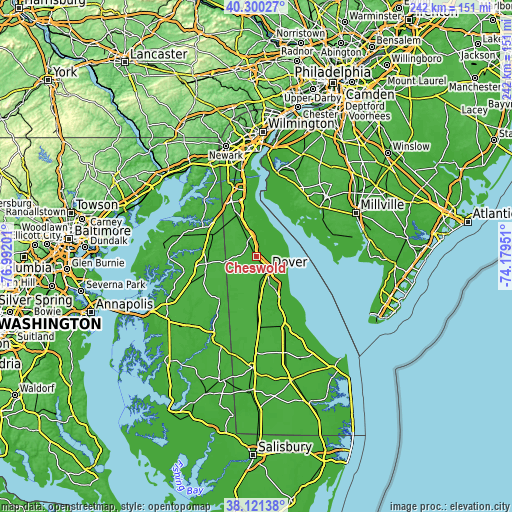 Topographic map of Cheswold