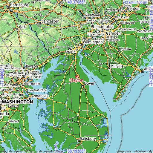 Topographic map of Clayton