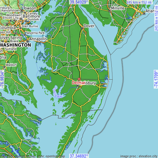 Topographic map of Delmar