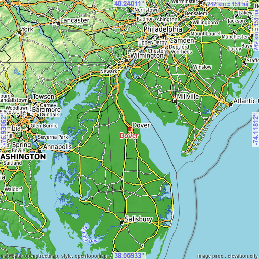 Topographic map of Dover