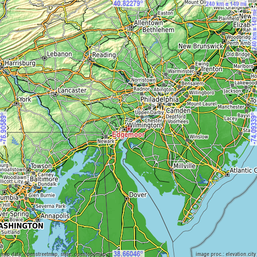 Topographic map of Edgemoor