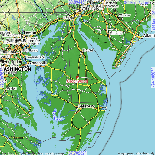 Topographic map of Greenwood