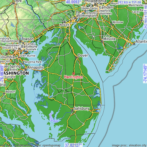 Topographic map of Harrington