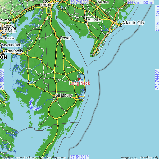 Topographic map of Long Neck