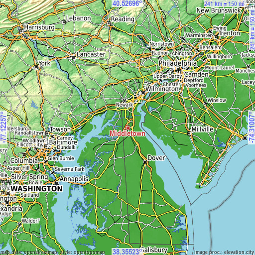 Topographic map of Middletown