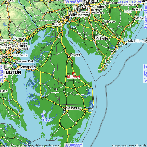 Topographic map of Milford