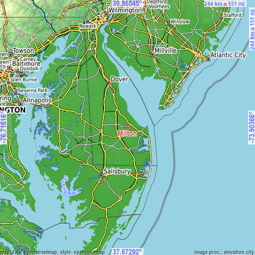 Topographic map of Milton