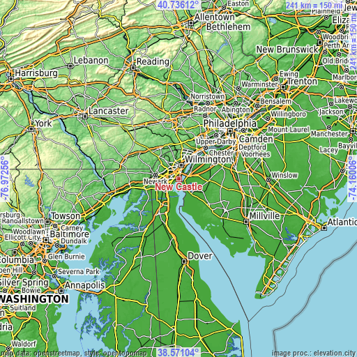 Topographic map of New Castle