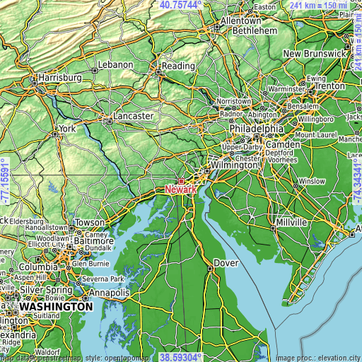 Topographic map of Newark