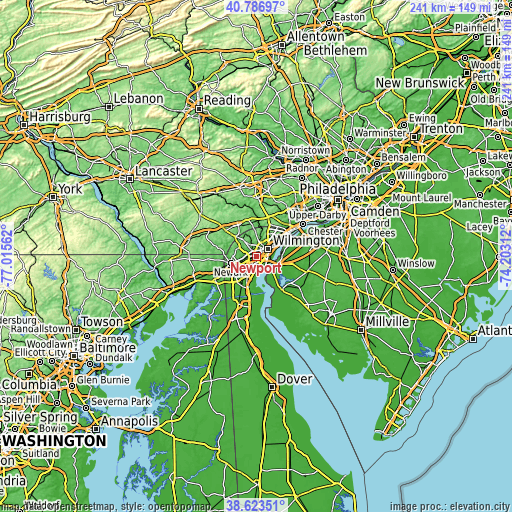 Topographic map of Newport