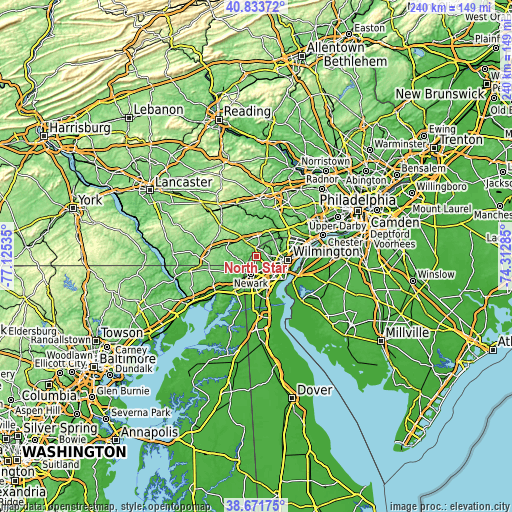 Topographic map of North Star