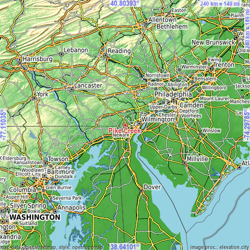 Topographic map of Pike Creek