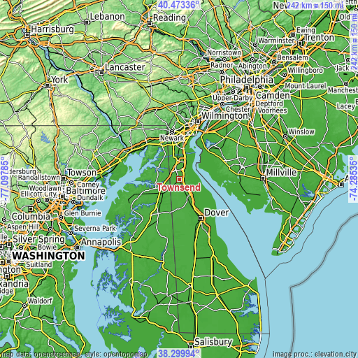 Topographic map of Townsend